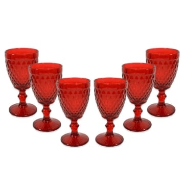 MA MAISON SET 6 CALICI KING IN VETRO LAVORATO NATALIZI PER VINO 350 ML ASSORTITI 