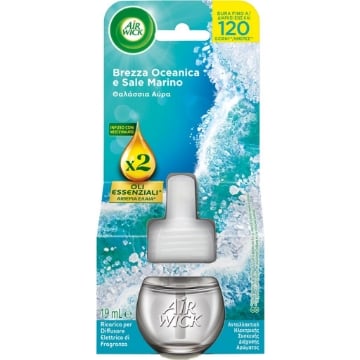 AIR WICK RICARICA DIFFUSORE ELETTRICO CON OLI ESSENZIALI FRAGRANZA BREZZA OCEANICA E SALE MARINO 19 ML