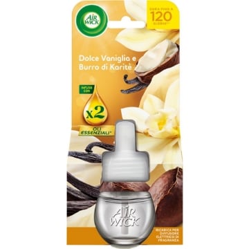 AIR WICK RICARICA DIFFUSORE ELETTRICO CON OLI ESSENZIALI FRAGRANZA VANIGLIA E BURRO DI KARITÈ 19 ML