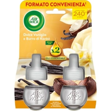 AIR WICK RICARICA DIFFUSORE ELETTRICO CON OLI ESSENZIALI FRAGRANZA VANIGLIA E BURRO DI KARITÈ 19 MLX2