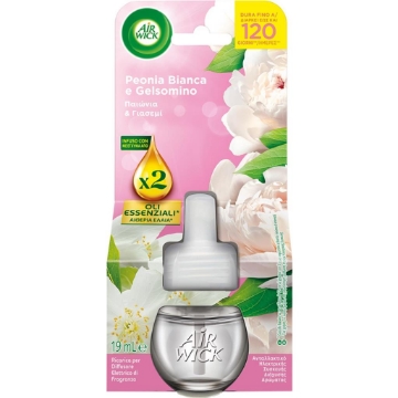 AIR WICK RICARICA DIFFUSORE ELETTRICO CON OLI ESSENZIALI FRAGRANZA PEONIA BIANCA E GELSOMINO 19 ML