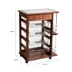 CARRELLO VESUVIO CON CASSETTO+PORTABOTTIGLIE NOCE IN FAGGIO BASE MULTISTRATO DI BETULLA 1 CASSETTO 4 CESTELLI PIANO MATTONELLE IN CERAMICA OKX