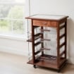 CARRELLO VESUVIO CON CASSETTO+PORTABOTTIGLIE NOCE IN FAGGIO BASE MULTISTRATO DI BETULLA 1 CASSETTO 4 CESTELLI PIANO MATTONELLE IN CERAMICA OKX