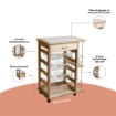 CARRELLO VESUVIO CON CASSETTO+PORTABOTTIGLIE NATURALEIN FAGGIO E BASE INFERIORE MULTISTRATO DI BETULLA 1 CASSETTO 4 CESTELLI OKX