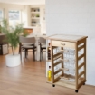 CARRELLO VESUVIO CON CASSETTO+PORTABOTTIGLIE NATURALEIN FAGGIO E BASE INFERIORE MULTISTRATO DI BETULLA 1 CASSETTO 4 CESTELLI OKX