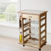 CARRELLO VESUVIO CON CASSETTO+PORTABOTTIGLIE NATURALEIN FAGGIO E BASE INFERIORE MULTISTRATO DI BETULLA 1 CASSETTO 4 CESTELLI OKX