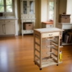 CARRELLO VESUVIO CON CASSETTO+PORTABOTTIGLIE NATURALEIN FAGGIO E BASE INFERIORE MULTISTRATO DI BETULLA 1 CASSETTO 4 CESTELLI OKX