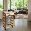 CARRELLO VESUVIO CON CASSETTO+PORTABOTTIGLIE NATURALEIN FAGGIO E BASE INFERIORE MULTISTRATO DI BETULLA 1 CASSETTO 4 CESTELLI OKX