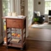 CARRELLO VESUVIO PORTAPANE+PORTABOTTIGLIE NOCE IN FAGGIO BASE INFERIORE MULTISTRATO DI BETULLA 1 CASSETTO 3 CESTELLI PIANO MATTONELLE IN CERAMICA OKX