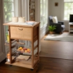 CARRELLO VESUVIO PORTAPANE+PORTABOTTIGLIE ROVERE IN FAGGIO BASE INFERIORE MULTISTRATO DI BETULLA 1 CASSETTO 3 CESTELLI PIANO MATTONELLE IN CERAMICA OKX