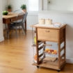 CARRELLO VESUVIO PORTAPANE+PORTABOTTIGLIE ROVERE IN FAGGIO BASE INFERIORE MULTISTRATO DI BETULLA 1 CASSETTO 3 CESTELLI PIANO MATTONELLE IN CERAMICA OKX
