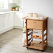 CARRELLO VESUVIO PORTAPANE+PORTABOTTIGLIE ROVERE IN FAGGIO BASE INFERIORE MULTISTRATO DI BETULLA 1 CASSETTO 3 CESTELLI PIANO MATTONELLE IN CERAMICA OKX