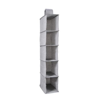 ORGANIZER DA ARMADIO 5 SCOMPARTI IN TESSUTO TNT 90X30X16CM CHIUSURA A STRAPPO DESIGN CUORI 