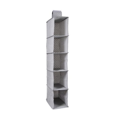 ORGANIZER DA ARMADIO 5 SCOMPARTI IN TESSUTO TNT 90X30X16CM CHIUSURA A STRAPPO DESIGN CUORI 