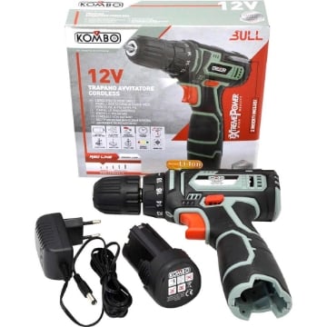 TRAPANO AVVITATORE CON BATTERIA 12 VOLT/1300 MAH -  KOMBO