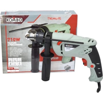 TRAPANO A PERCUSSIONE DA 710 W CON IMPUGNATURA ERGONOMICA TENSIONE: 230/50HZ,  3 - KOMBO