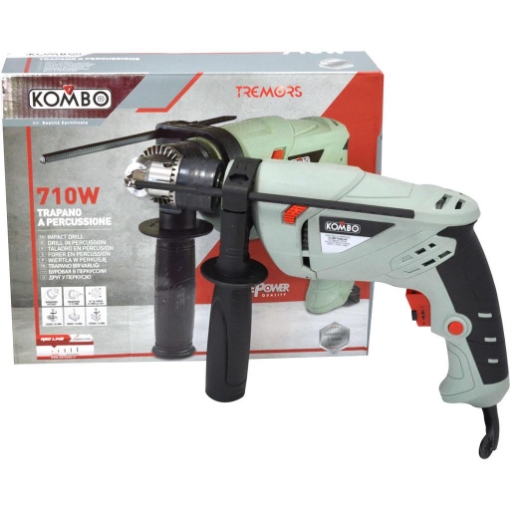 TRAPANO A PERCUSSIONE DA 710 W CON IMPUGNATURA ERGONOMICA TENSIONE: 230/50HZ,  3 - KOMBO