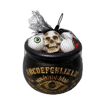 CALDERONE DI HALLOWEEN CON TESCHIO E OCCHI DIMENSIONI 19X19X19H CM - OKX