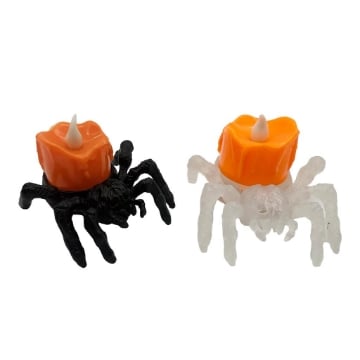 CANDELA HALLOWEEN CON RAGNO A LED DIMENSIONI 9X6X3 CM - COLORE ASSORTITO 