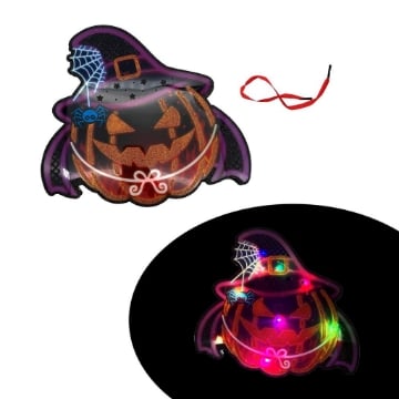 DECORAZIONE HALLOWEEN DA PARETE CON ZUCCA STREGA CON LED DIMENSIONI 22X21 CM 