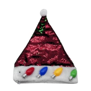 CAPPELLO DI BABBO NATALE CON LUCI LED DIMENSIONI 30X41 CM 