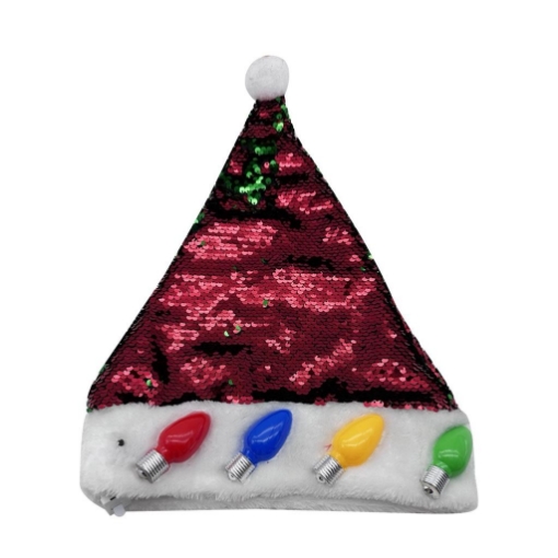 CAPPELLO DI BABBO NATALE CON LUCI LED DIMENSIONI 30X41 CM 