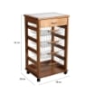 CARRELLO VESUVIO CON CASSETTO ROVERE IN FAGGIO BASE INFERIORE MULTISTRATO DI BETULLA 1 CASSETO 4 CESTELLI PIANO MATTONELLE IN CERAMICA