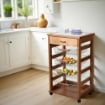 CARRELLO VESUVIO CON CASSETTO ROVERE IN FAGGIO BASE INFERIORE MULTISTRATO DI BETULLA 1 CASSETO 4 CESTELLI PIANO MATTONELLE IN CERAMICA