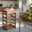 CARRELLO VESUVIO CON CASSETTO ROVERE IN FAGGIO BASE INFERIORE MULTISTRATO DI BETULLA 1 CASSETO 4 CESTELLI PIANO MATTONELLE IN CERAMICA