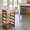 CARRELLO VESUVIO CON CASSETTO ROVERE IN FAGGIO BASE INFERIORE MULTISTRATO DI BETULLA 1 CASSETO 4 CESTELLI PIANO MATTONELLE IN CERAMICA