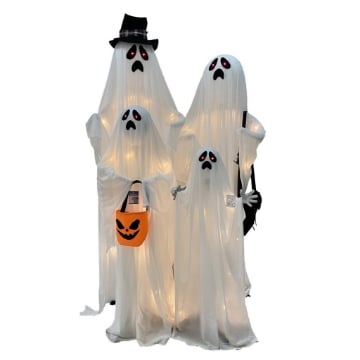 DECORAZIONE HALLOWEEN FAMIGLIA FANTASMA CON LED E SENSORE DI SUONO DIMENSIONI 20X16X50H CM