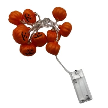DECORAZIONE HALLOWEEN 10 ZUCCHE LED A BATTERIA FILO 