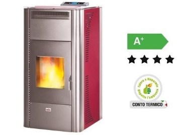 TERMOSTUFA A  PELLET QUEEN IDRO COLORE BORDEAUX 21,96 KW