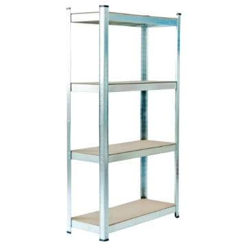 SCAFFALE IN MDF ZINCATO 4 RIPIANI 75 X 30 X H150 CM PORTATA MASSIMA 400 KG ADATTO COME MOBILE PORTA OGGETTI O SCAFFALE