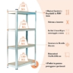 SCAFFALE IN MDF ZINCATO 4 RIPIANI 75 X 30 X H150 CM PORTATA MASSIMA 400 KG ADATTO COME MOBILE PORTA OGGETTI O SCAFFALE