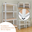 SCAFFALE IN MDF ZINCATO 4 RIPIANI 75 X 30 X H150 CM PORTATA MASSIMA 400 KG ADATTO COME MOBILE PORTA OGGETTI O SCAFFALE