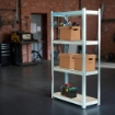 SCAFFALE IN MDF ZINCATO 4 RIPIANI 75 X 30 X H150 CM PORTATA MASSIMA 400 KG ADATTO COME MOBILE PORTA OGGETTI O SCAFFALE