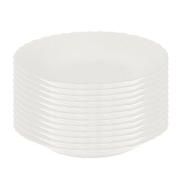 SET DI 12 PIATTI FONDI PRIMA IN VETRO TEMPERATO BIANCO DA 23 CM