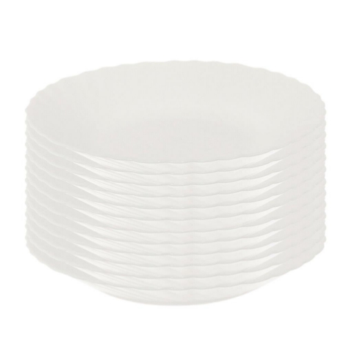 SET DI 12 PIATTI FONDI PRIMA IN VETRO TEMPERATO BIANCO DA 23 CM