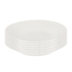 SET 6 PIATTI FONDI PRIMA IN VETRO TEMPERATO BIANCO DA 23 CM