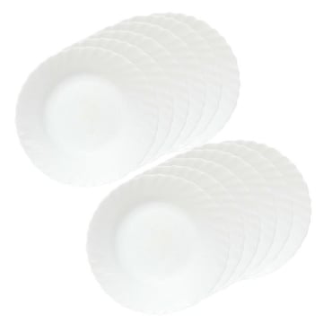 SET 12 PIATTI PIANI PRIMA IN VETRO TEMPERATO BIANCO DA 26 CM