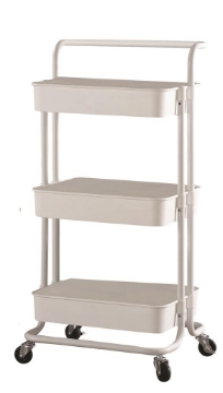 MAURY'S CARRELLO BIANCO PORTATUTTO 3 RIPIANI CON RUOTE MANICO 43X36X86CM METALLO