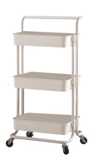 MAURY'S CARRELLO BIANCO PORTATUTTO 3 RIPIANI CON RUOTE MANICO 43X36X86CM METALLO