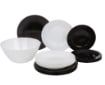 LUMINARC SERVIZIO DA TAVOLA LEA 19 PEZZI IN COLORE BIANCO E NERO 6 FONDI - 6 PIANI - 6 DA FRUTTA + 1 CIOTOLA