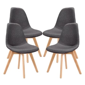 SEDIE 4 PZ DA ARREDO DARK GREY CON STRUTTURA IN LEGNO E SEDUTA MORBIDA 