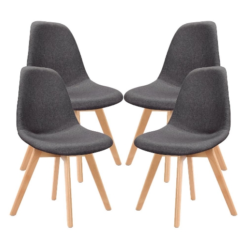 SEDIE 4 PZ DA ARREDO DARK GREY CON STRUTTURA IN LEGNO E SEDUTA MORBIDA 