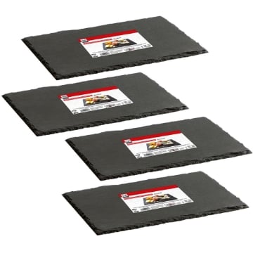 MAURY'S SET 4 VASSOI RETTANGOLARI IN ARDESIA 35 X 15 CM PER ANTIPASTI O DESSERT