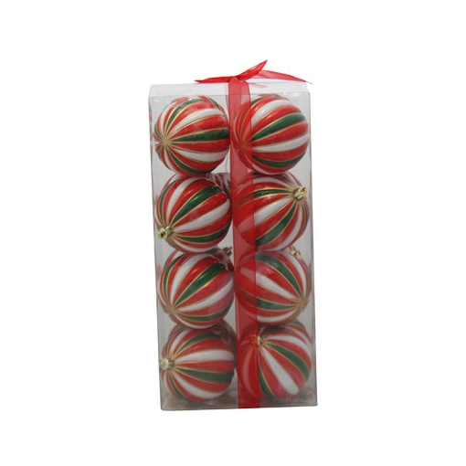MAURY'S BOX NATALE DI 16 SFERE A SPICCHI COLORATI IN VERDE,ROSSO,BIANCO DIMENSIONI 8 CM OKX
