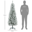 ALBERO DI NATALE 180CM CON 479 RAMI INNEVATI, DESIGN ALTO E STRETTO CON BASE PIEGHEVOLE, VERDE