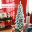 ALBERO DI NATALE 180CM CON 479 RAMI INNEVATI, DESIGN ALTO E STRETTO CON BASE PIEGHEVOLE, VERDE